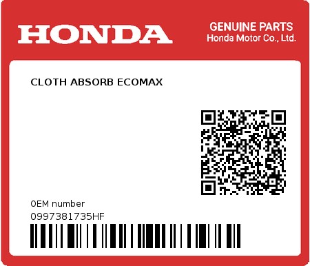 Product image: Honda - 0997381735HF - CLOTH ABSORB ECOMAX  0
