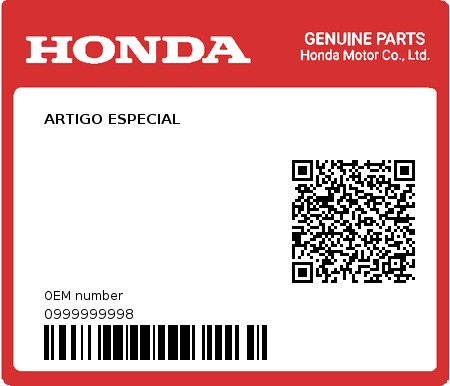 Product image: Honda - 0999999998 - ARTIGO ESPECIAL  0