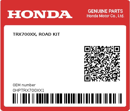 Product image: Honda - 0HPTRX700XX1 - TRX700XX, ROAD KIT  0