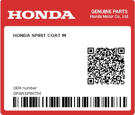 Product image: Honda - 0PARSPIRITM - HONDA SPIRIT COAT M  0