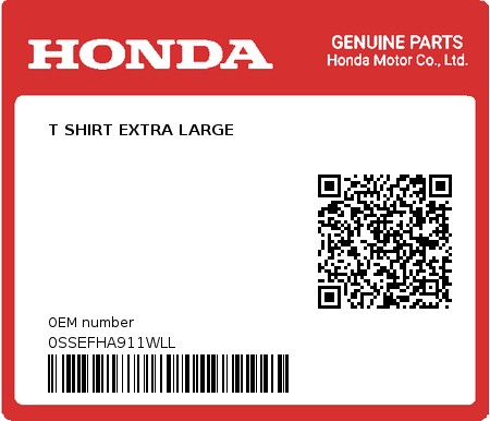 Product image: Honda - 0SSEFHA911WLL - T SHIRT EXTRA LARGE  0