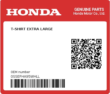 Product image: Honda - 0SSEFHA95WHLL - T-SHIRT EXTRA LARGE  0