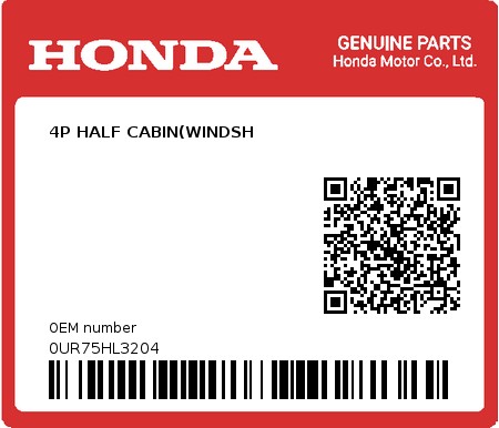 Product image: Honda - 0UR75HL3204 - 4P HALF CABIN(WINDSH  0