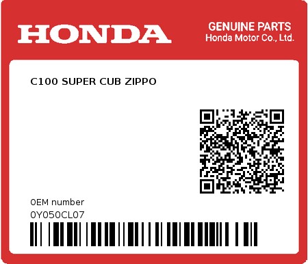 Product image: Honda - 0Y050CL07 - C100 SUPER CUB ZIPPO  0