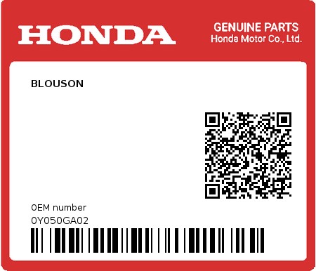Product image: Honda - 0Y050GA02 - BLOUSON  0