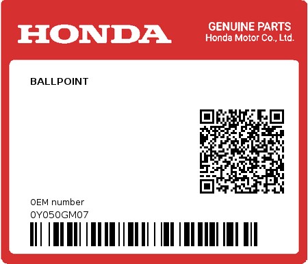 Product image: Honda - 0Y050GM07 - BALLPOINT  0