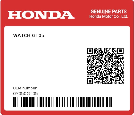 Product image: Honda - 0Y050GT05 - WATCH GT05  0