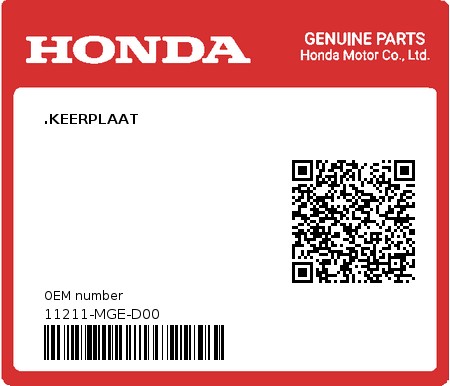 Product image: Honda - 11211-MGE-D00 - .KEERPLAAT  0