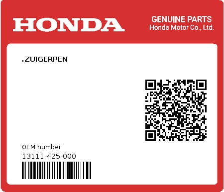 Product image: Honda - 13111-425-000 - .ZUIGERPEN  0