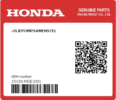 Product image: Honda - 15100-MGE-D01 - .OLIEPOMPSAMENSTEL  0