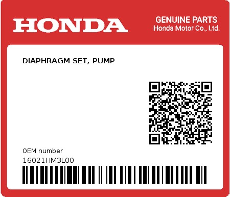 Product image: Honda - 16021HM3L00 - DIAPHRAGM SET, PUMP  0