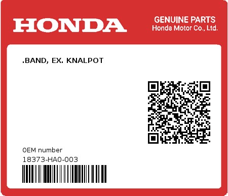 Product image: Honda - 18373-HA0-003 - .BAND, EX. KNALPOT  0