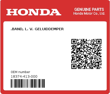 Product image: Honda - 18374-413-000 - .BAND, L. V. GELUIDDEMPER  0