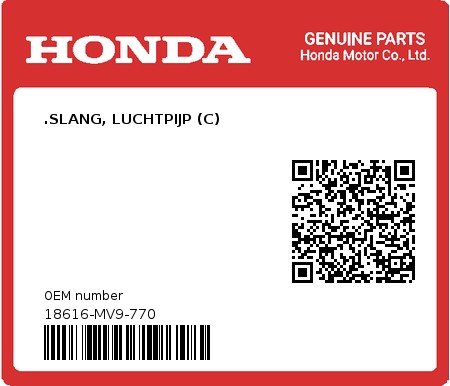 Product image: Honda - 18616-MV9-770 - .SLANG, LUCHTPIJP (C)  0