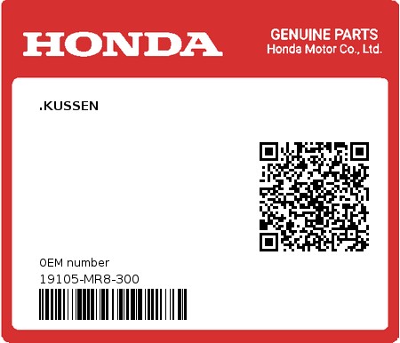 Product image: Honda - 19105-MR8-300 - .KUSSEN  0