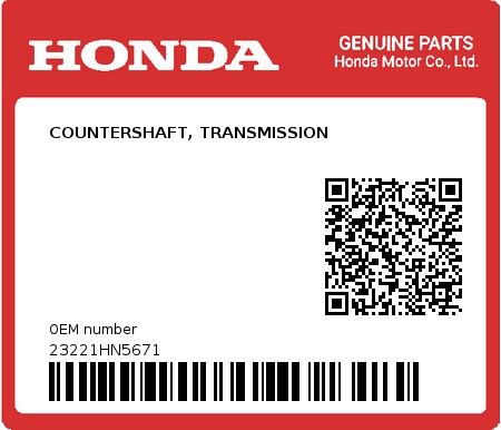 Product image: Honda - 23221HN5671 - COUNTERSHAFT, TRANSMISSION  0