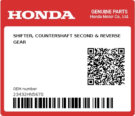 Product image: Honda - 23432HN5670 - SHIFTER, COUNTERSHAFT SECOND & REVERSE GEAR  0