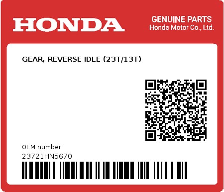 Product image: Honda - 23721HN5670 - GEAR, REVERSE IDLE (23T/13T)  0