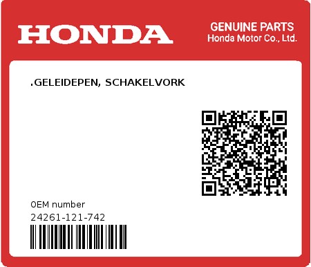 Product image: Honda - 24261-121-742 - .GELEIDEPEN, SCHAKELVORK  0