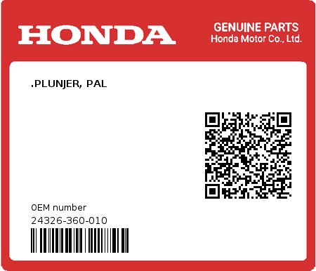 Product image: Honda - 24326-360-010 - .PLUNJER, PAL  0