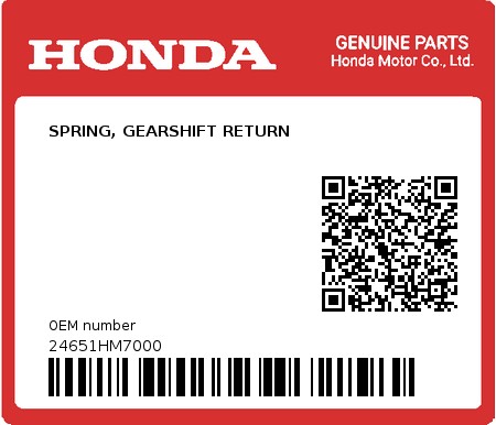 Product image: Honda - 24651HM7000 - SPRING, GEARSHIFT RETURN  0