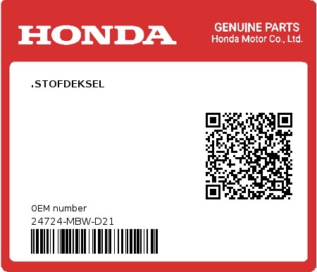 Product image: Honda - 24724-MBW-D21 - .STOFDEKSEL  0