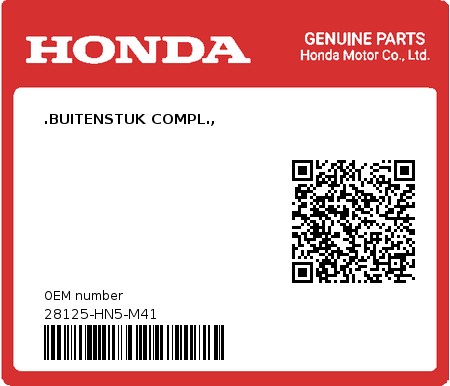 Product image: Honda - 28125-HN5-M41 - .BUITENSTUK COMPL.,  0