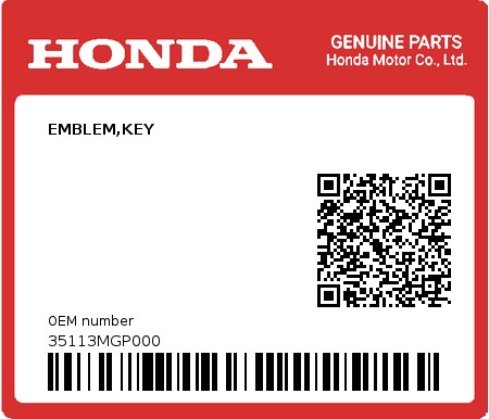 Product image: Honda - 35113MGP000 - EMBLEM,KEY  0