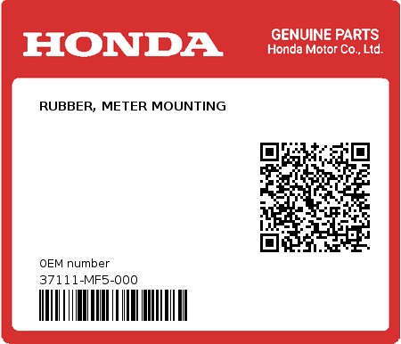 Product image: Honda - 37111-MF5-000 - RUBBER, METER MOUNTING  0