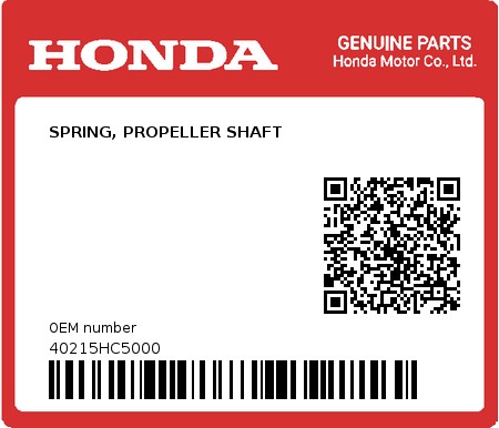 Product image: Honda - 40215HC5000 - SPRING, PROPELLER SHAFT  0