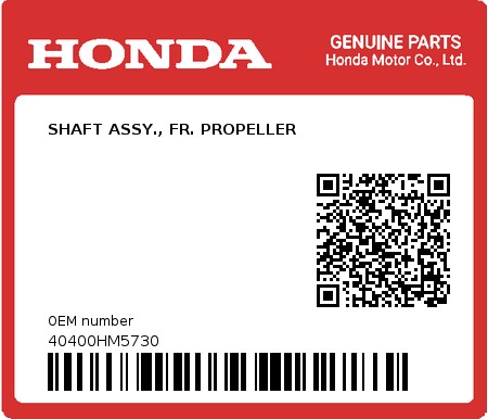 Product image: Honda - 40400HM5730 - SHAFT ASSY., FR. PROPELLER  0