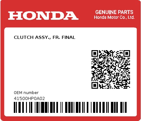 Product image: Honda - 41500HP0A02 - CLUTCH ASSY., FR. FINAL  0