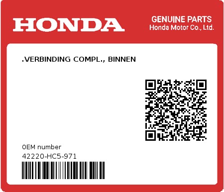 Product image: Honda - 42220-HC5-971 - .VERBINDING COMPL., BINNEN  0
