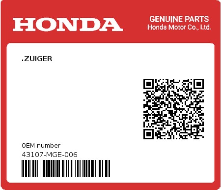 Product image: Honda - 43107-MGE-006 - .ZUIGER  0