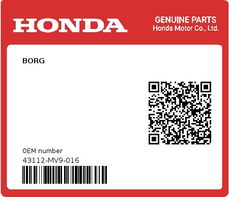 Product image: Honda - 43112-MV9-016 - BORG  0