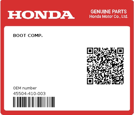 Product image: Honda - 45504-410-003 - BOOT COMP.  0