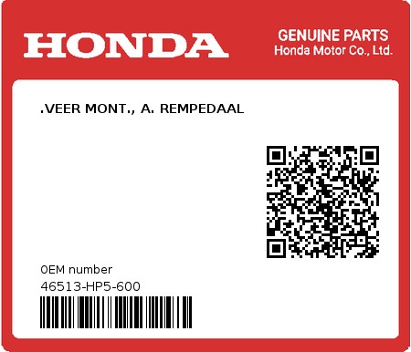 Product image: Honda - 46513-HP5-600 - .VEER MONT., A. REMPEDAAL  0