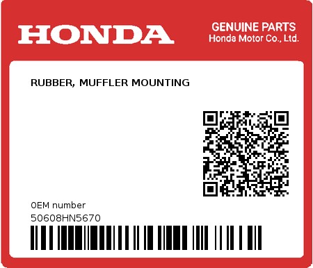 Product image: Honda - 50608HN5670 - RUBBER, MUFFLER MOUNTING  0