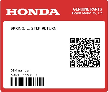 Product image: Honda - 50644-445-840 - SPRING, L. STEP RETURN  0