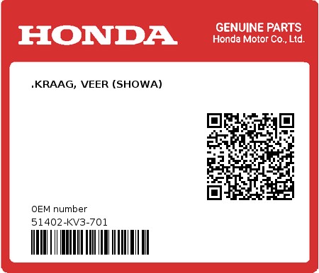 Product image: Honda - 51402-KV3-701 - .KRAAG, VEER (SHOWA)  0