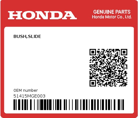Product image: Honda - 51415MGE003 - BUSH,SLIDE  0