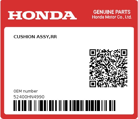 Product image: Honda - 52400HN4990 - CUSHION ASSY,RR  0