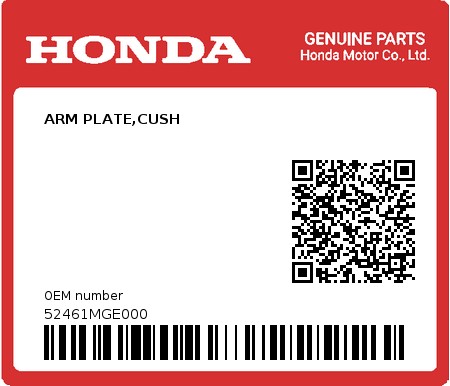 Product image: Honda - 52461MGE000 - ARM PLATE,CUSH  0