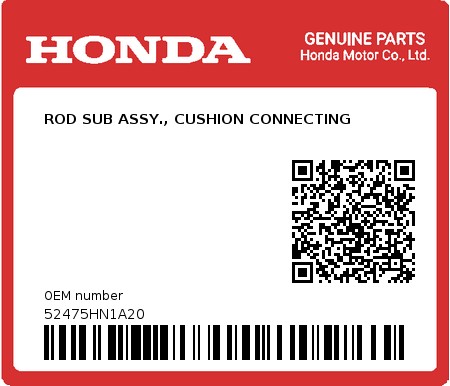 Product image: Honda - 52475HN1A20 - ROD SUB ASSY., CUSHION CONNECTING  0