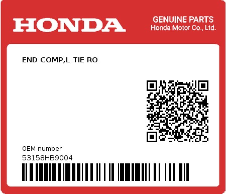 Product image: Honda - 53158HB9004 - END COMP,L TIE RO  0