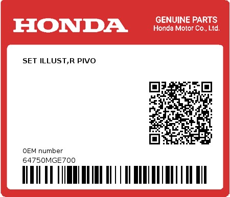 Product image: Honda - 64750MGE700 - SET ILLUST,R PIVO  0