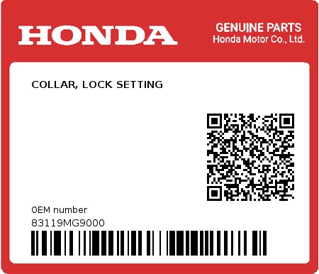 Product image: Honda - 83119MG9000 - COLLAR, LOCK SETTING  0