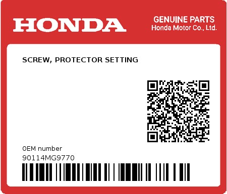 Product image: Honda - 90114MG9770 - SCREW, PROTECTOR SETTING  0