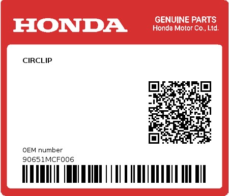 Product image: Honda - 90651MCF006 - CIRCLIP  0