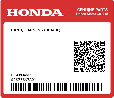 Product image: Honda - 90673SK7A01 - BAND, HARNESS (BLACK)  0